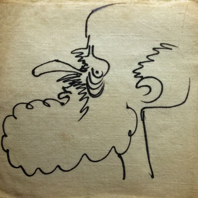 Sea Gull Cellar Bar Napkin Art, artist unknown