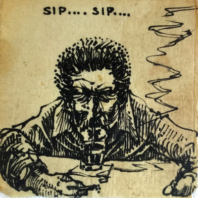 Sea Gull Cellar Bar Napkin Art, artist unknown