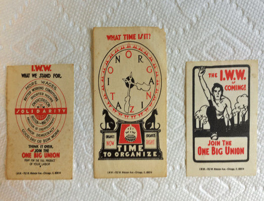 IWW stickers given to David Jones by Captain Fathom