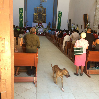 Parish church with mass being celebrated