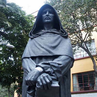 Statue in Giordano Bruno Plaza, Colonia Juarez, Mexico City.