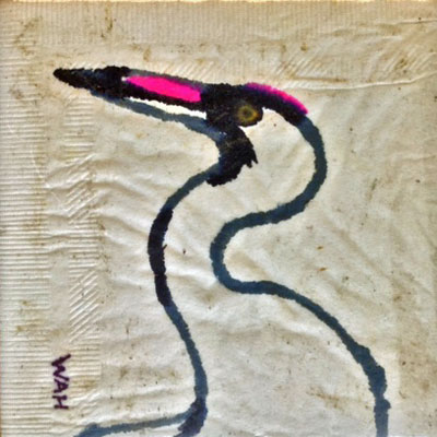 Sea Gull Cellar Bar Napkin Art, artist W.A.H.